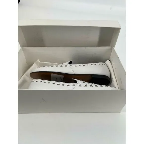 NEW Sandro Bary Studded Leather Loafers white 8 white - Picture 8 of 14